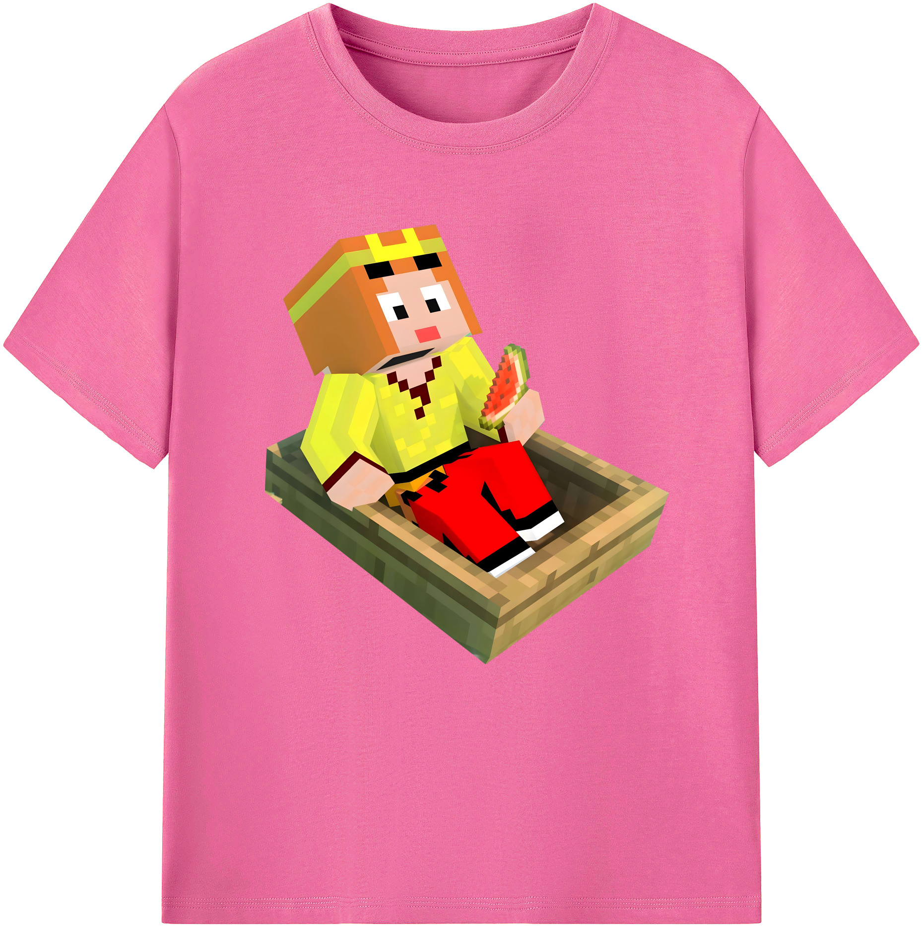 （画像用） マインクラフト ブロックの世界 Minecraft MC Block world レディースカジュアルプリントTシャツ（綿100％）